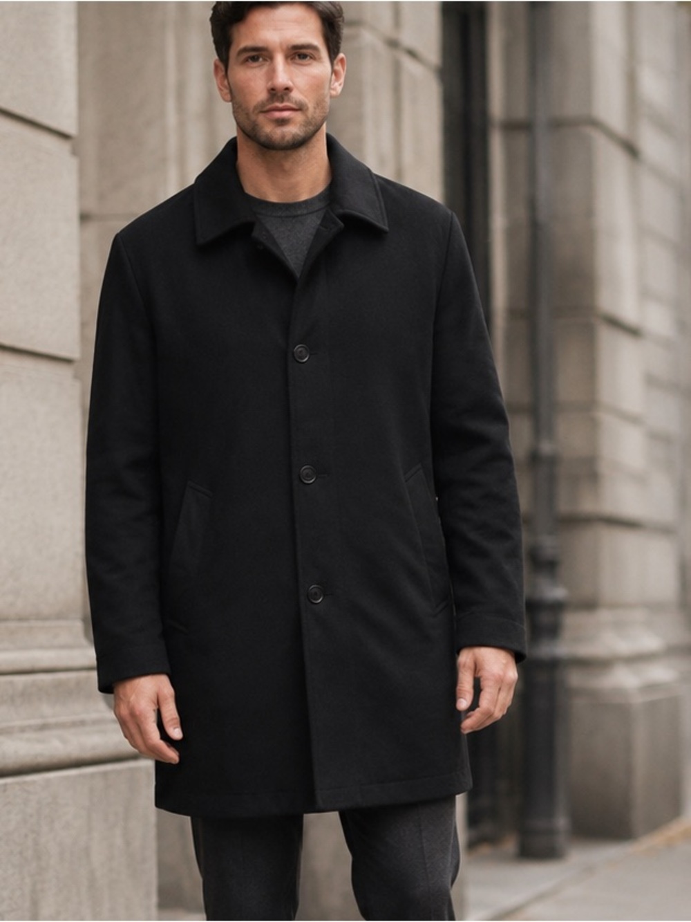 Brooks Brothers 346 Wool Cashmere Car Coat Overcoat Black Men’s 44L